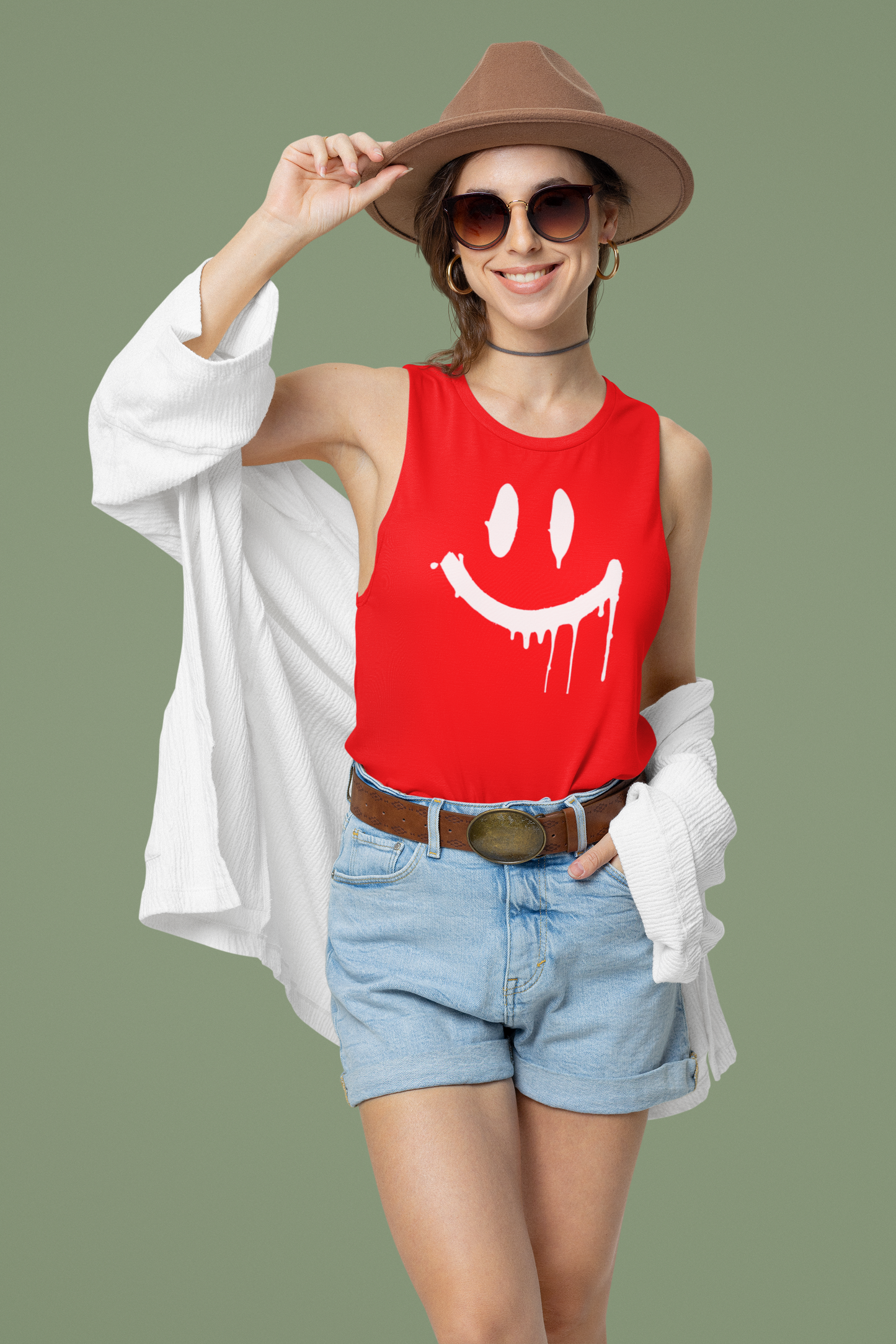 Stay Smiling Tank - White