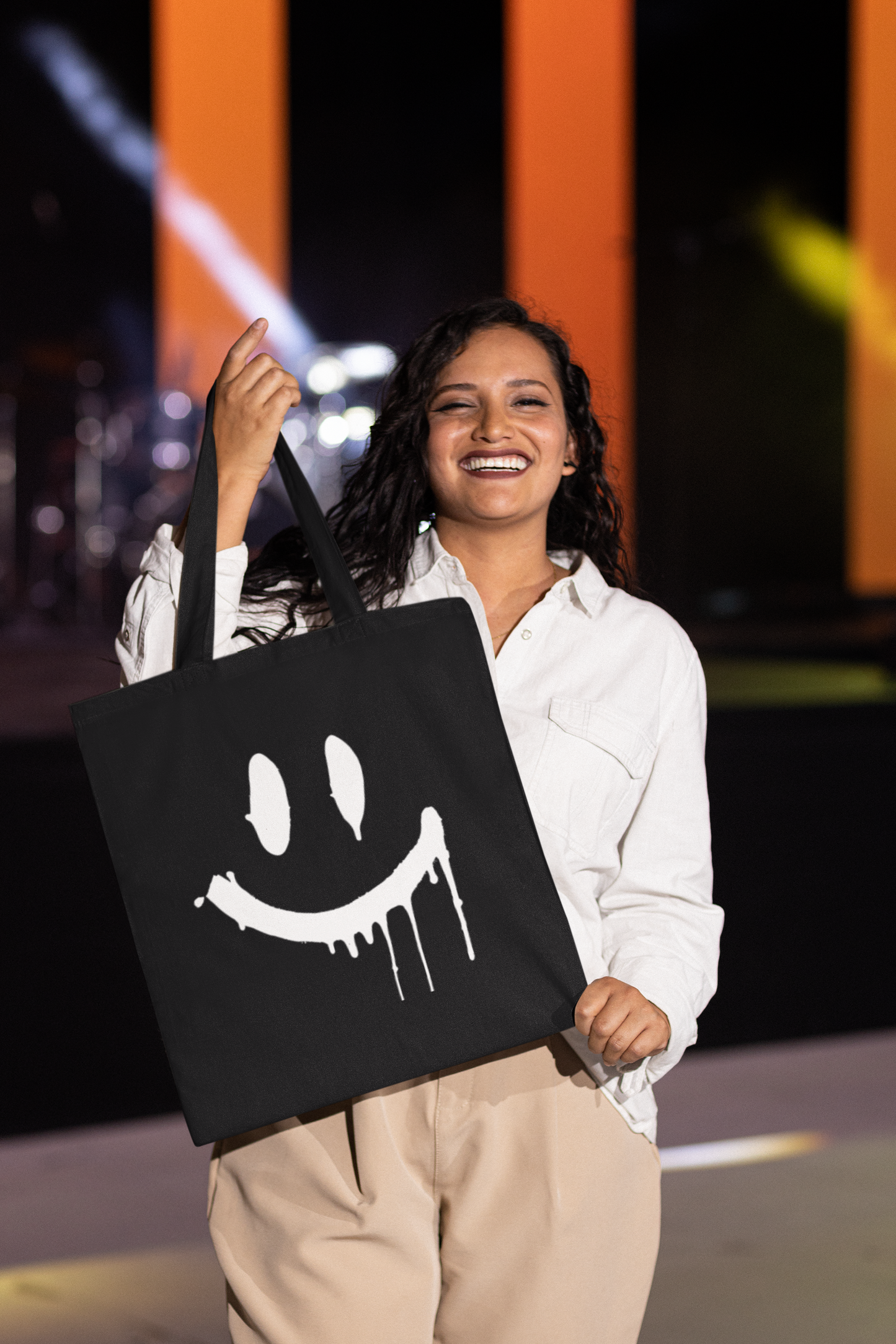 Stay Smiling Tote Bag -White