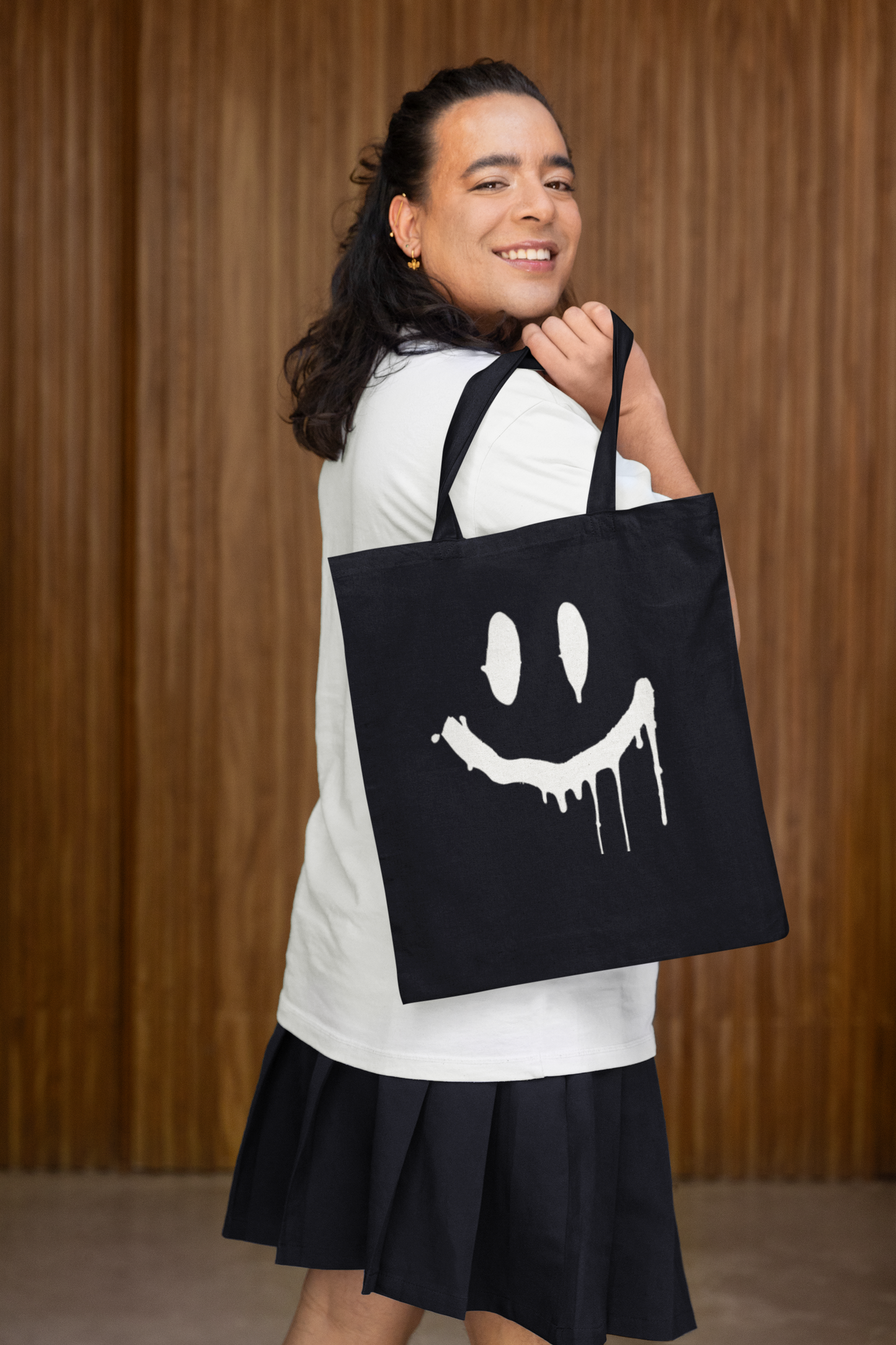 Stay Smiling Tote Bag -White