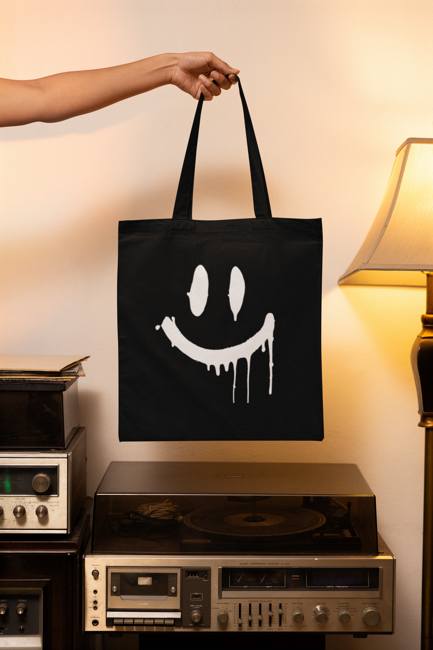 Stay Smiling Tote Bag -White