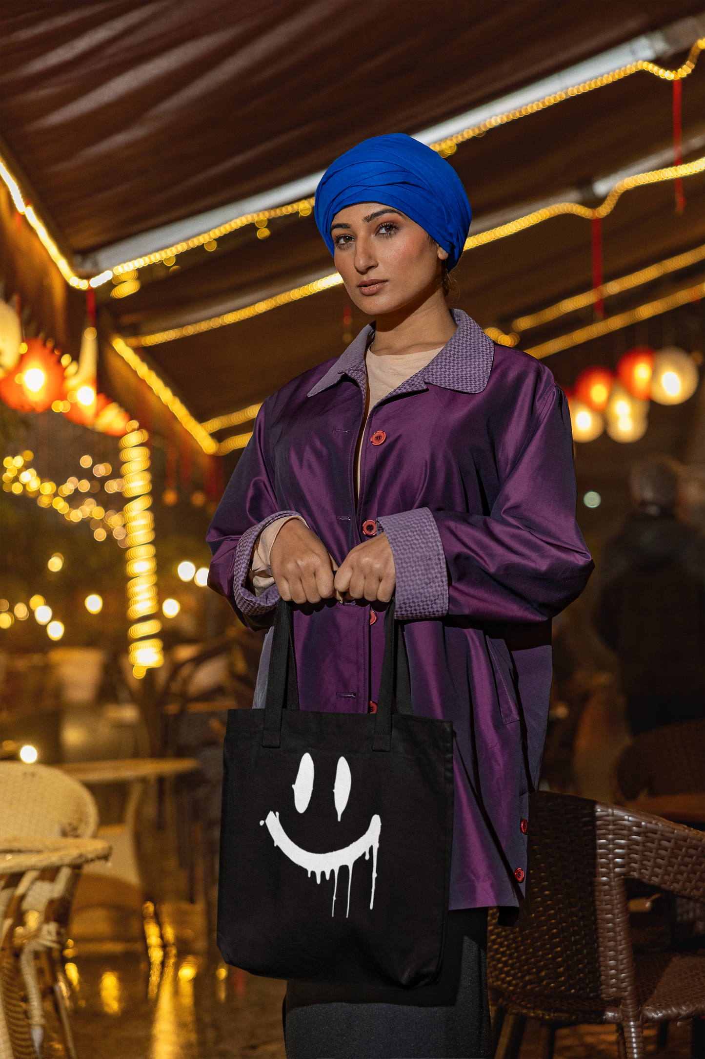 Stay Smiling Tote Bag -White
