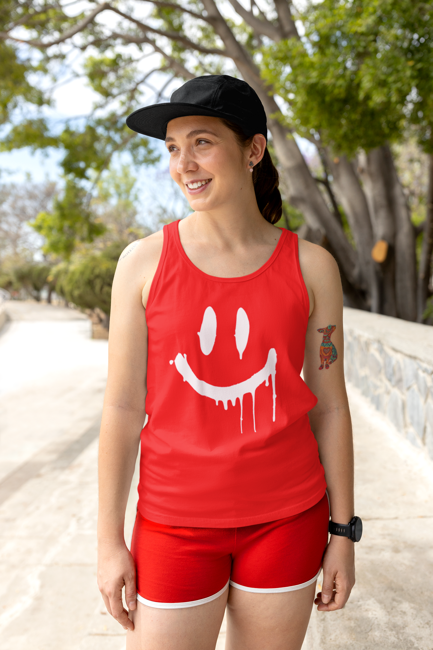 Stay Smiling Tank - White