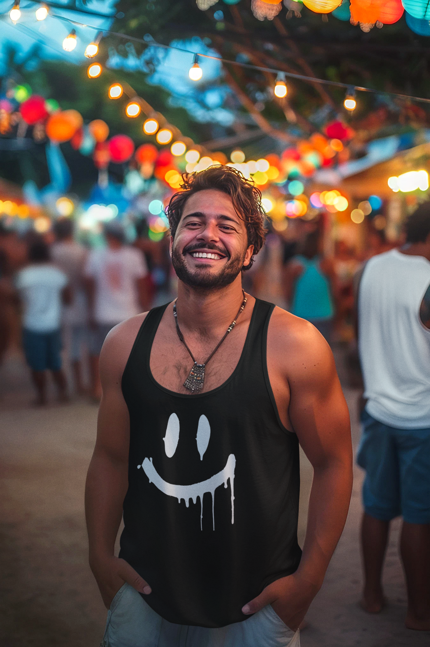 Stay Smiling Tank - White