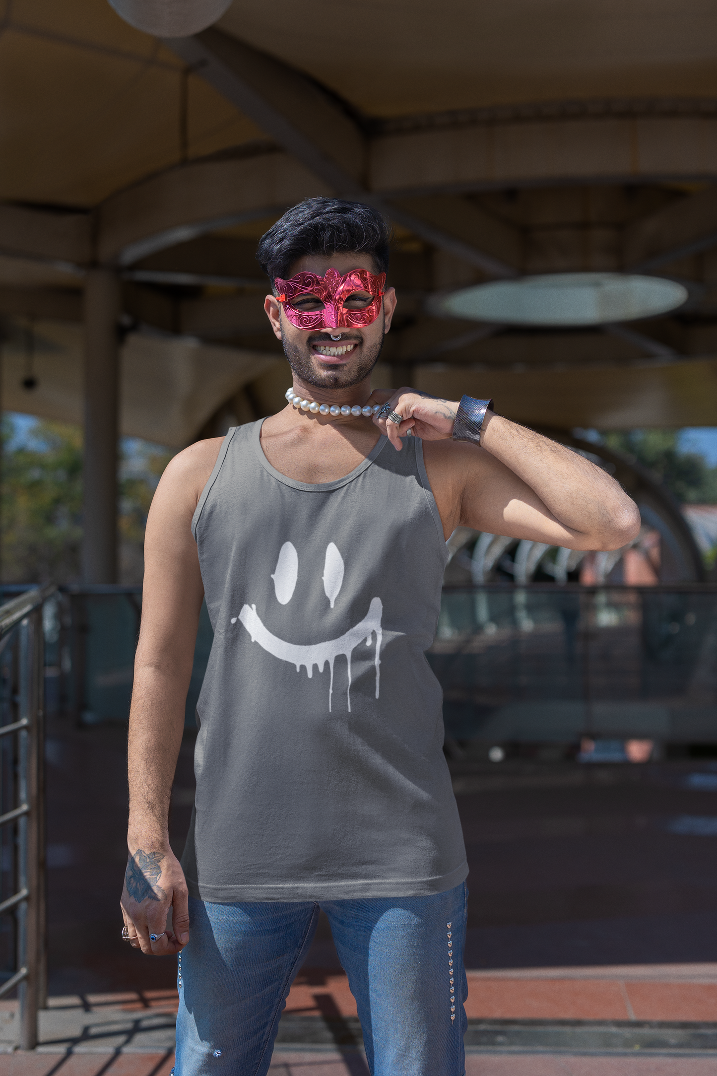 Stay Smiling Tank - White